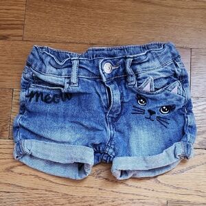 Little Girls Denim Cat Shorts